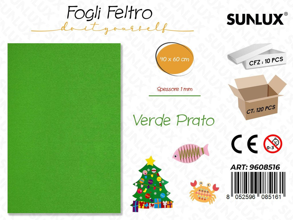 Sunlux Fogli di Feltro Verde Prato 40*60CM 1MM
