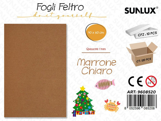 Sunlux Fogli di Feltro Marrone Chiaro 40*60CM 1MM