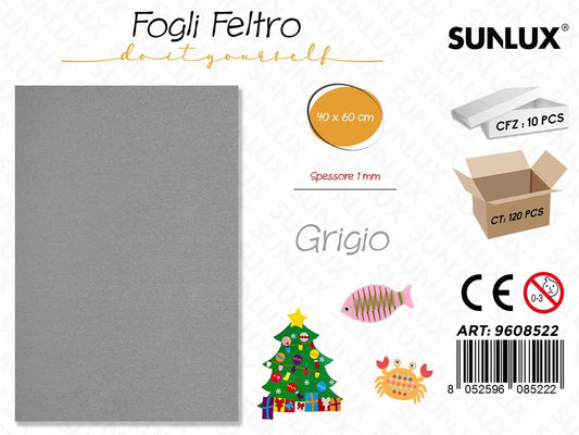 Sunlux Fogli di Feltro Grigio 40*60CM 1MM