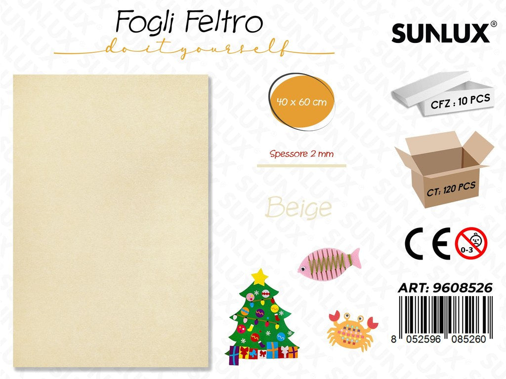 Sunlux Fogli di Feltro Beige 40*60CM 2MM
