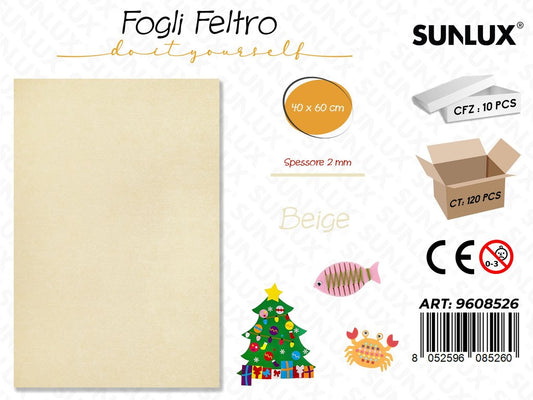 Sunlux Fogli di Feltro Beige 40*60CM 2MM