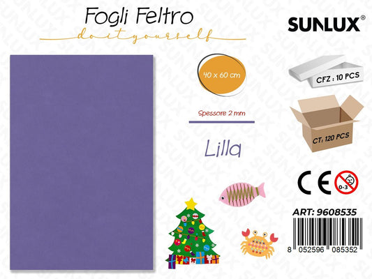 Sunlux Fogli di Feltro Lilla 40*60CM*2MM
