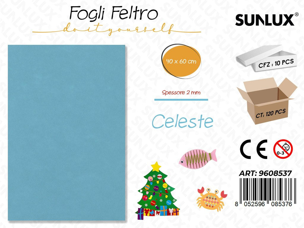 Sunlux Fogli di Feltro Celeste 40*60CM 2MM