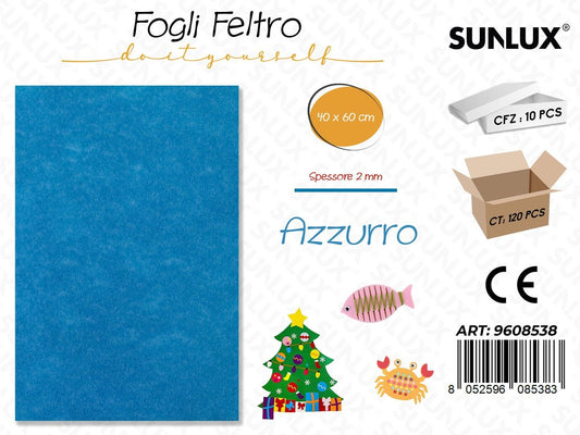 Sunlux Fogli Feltro Azzurro 40*60CM 2MM