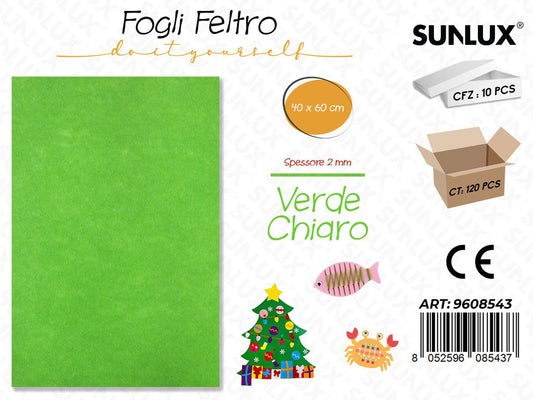 Sunlux Fogli di Feltro Verde Chiaro 40*60CM 2MM
