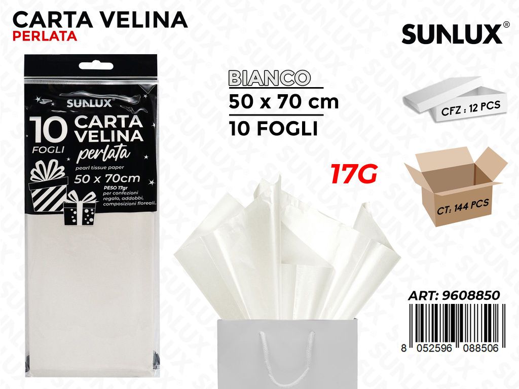 Sunlux Carta Velina Perl. Bianca 10FF 50*70CM 17GR