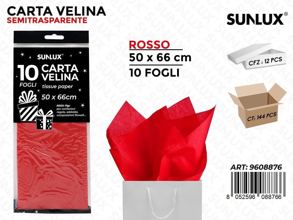 Sunlux Carta Velina Rosso 50*66CM 10FF