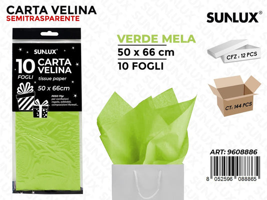Sunlux Carta Velina Verde Mela 50*66CM 10FF