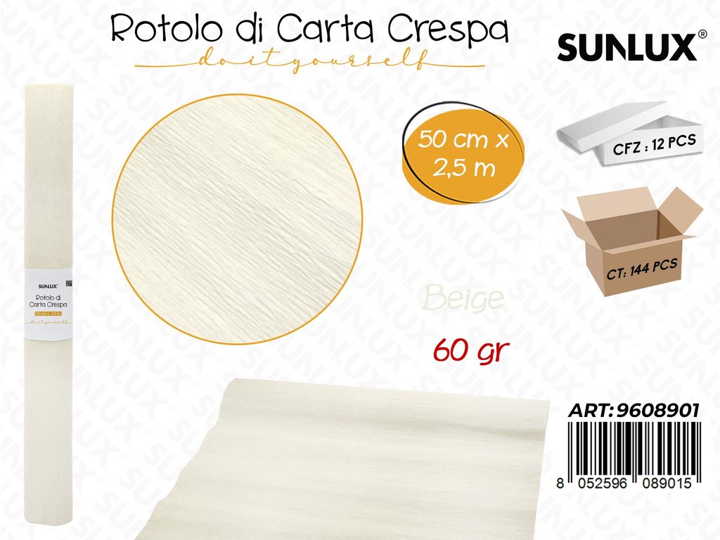 Sunlux Rot. Carta Crespa Beige 60GR 50CM*2.5MT