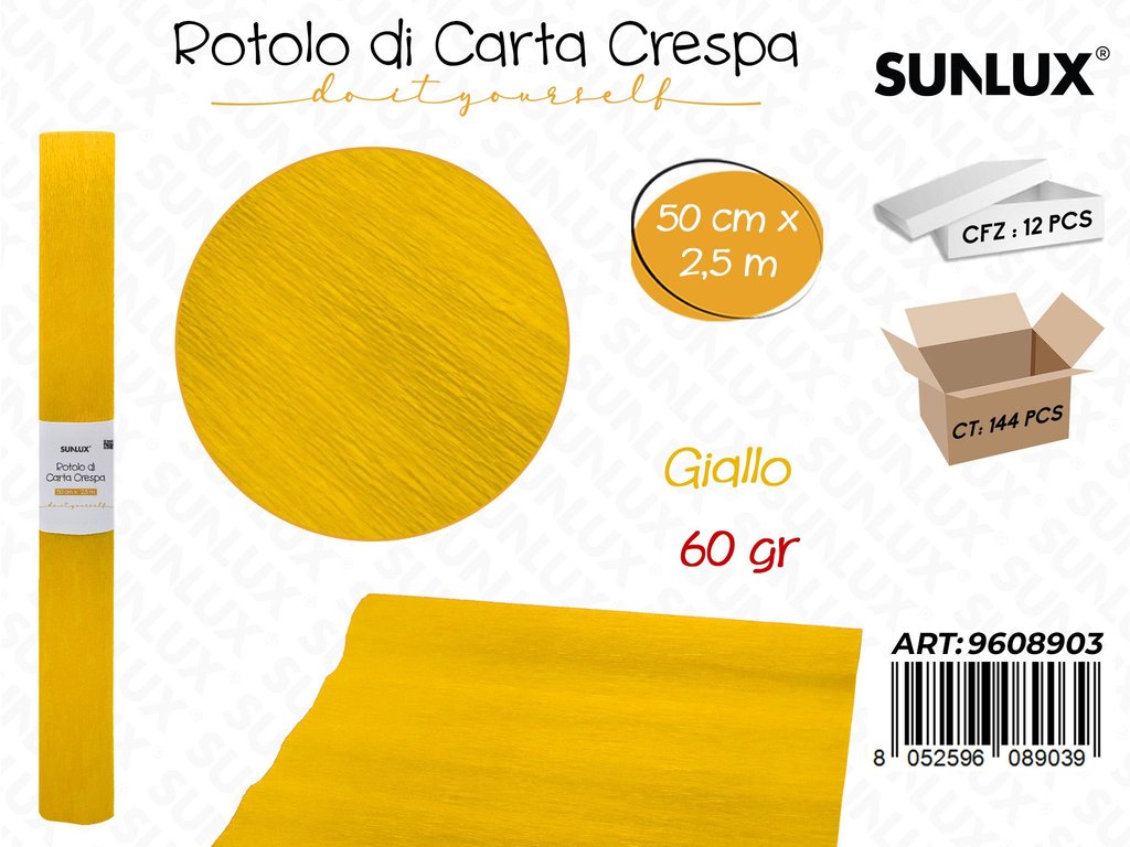 Sunlux Rot. Carta Crespa Giallo 60GR 50CM*2.5MT