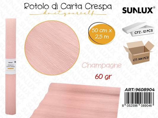 Sunlux Rot. Carta Crespa Champagne 60GR 50CM*2.5MT