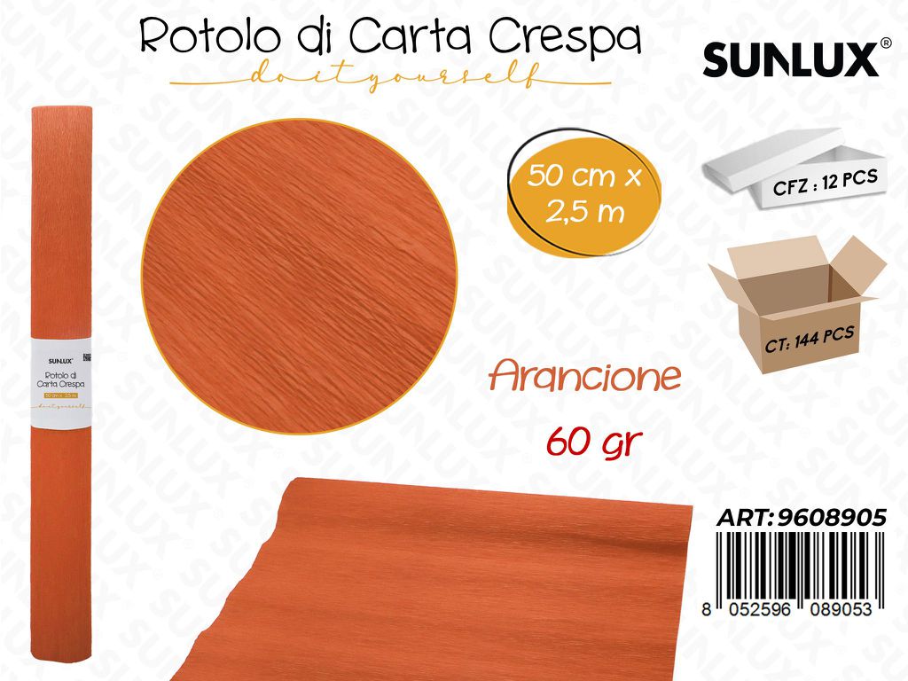 Sunlux Rot. Carta Crespa Aranc. 60GR 50CM*2.5MT