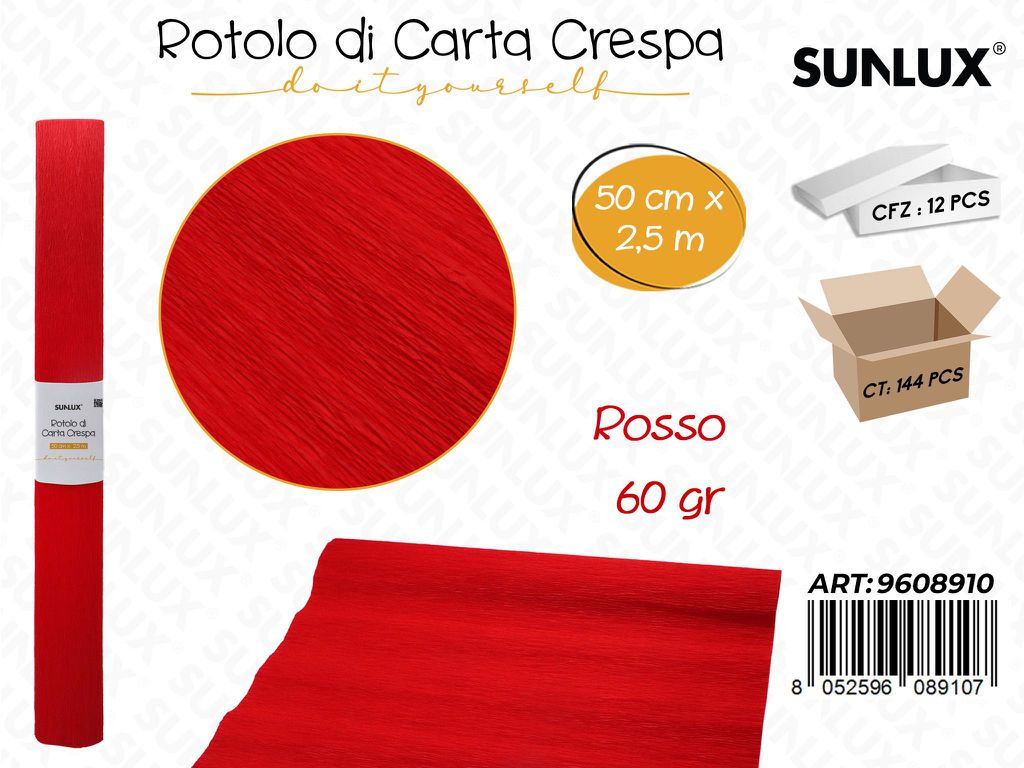 Sunlux Rot. Carta Crespa Rosso 60GR 50CM*2.5MT