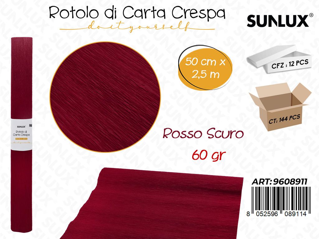 Sunlux Rot. Carta Crespa Rosso Sc. 60GR 50CM*2.5MT