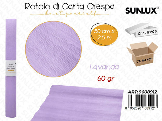 Sunlux Rot. Carta Crespa Lavanda 60GR 50CM*2.5MT