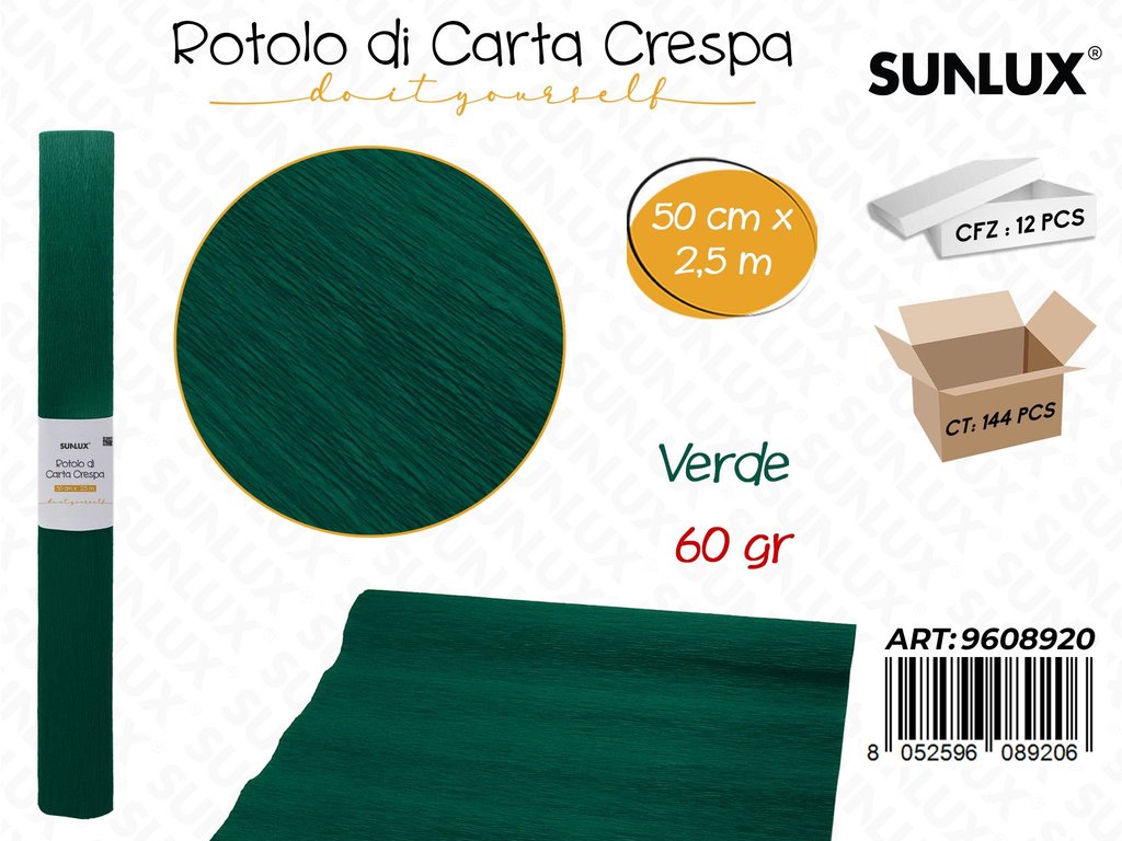 Sunlux Rot. Carta Crespa Ve. 60GR 50CM*2.5MT