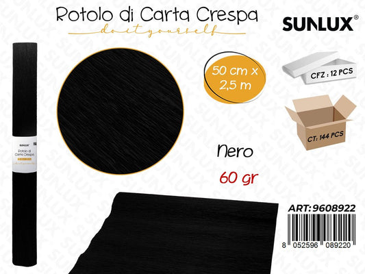 Sunlux Rot. Carta Crespa Nero 60GR 50CM*2.5MT