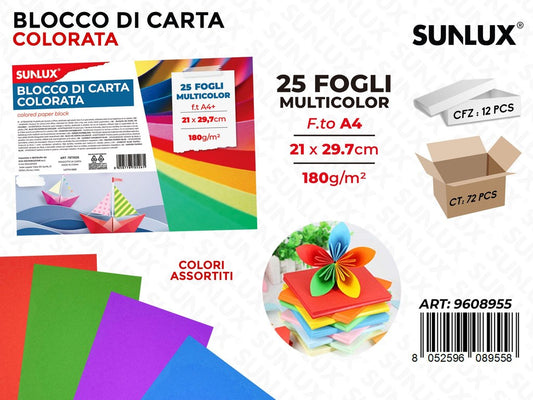 Sunlux Blocco di Carta 25FF Col. 21*29.7CM 180G
