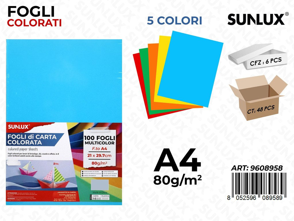 Sunlux Carta Colorata 100FF A4 80GR /Pacco