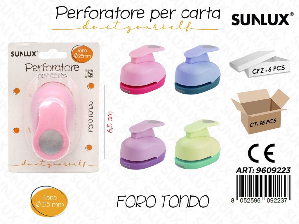 Sunlux Perforatore per Carta 6.5CM Col. Foro 25MM Ass.