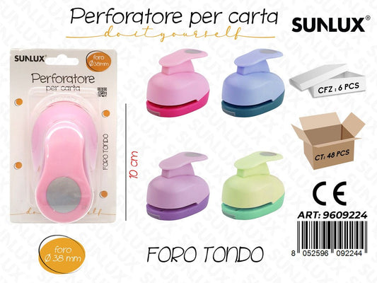 Sunlux Perforatore per Carta 10CM Col. Foro 38MM Ass.