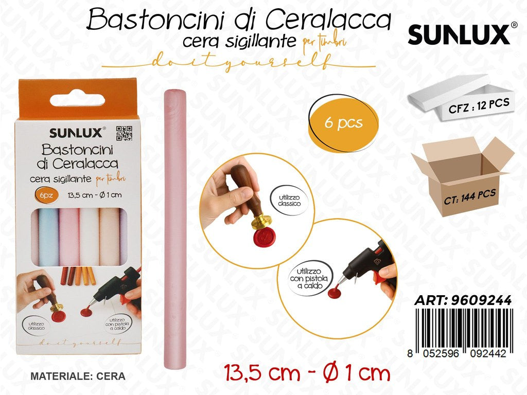 Sunlux Bastoncini di Ceralacca Pastel Perl. 6PCS 13.5*1CM
