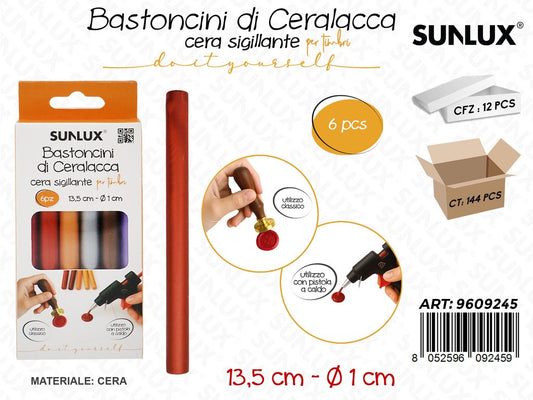 Sunlux Bastoncini di Ceralacca Col. Metal 6PCS 13.5*1CM