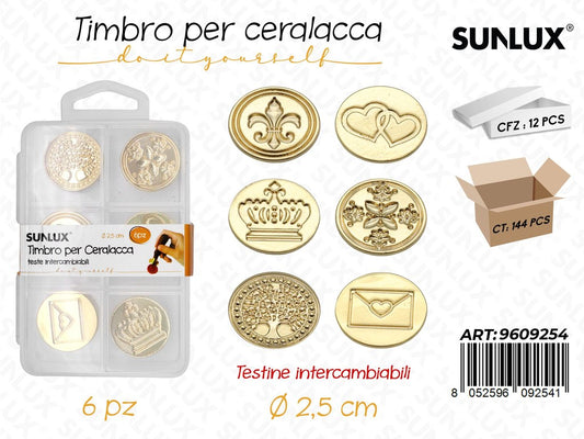 Sunlux Timbri per Ceralacca 6PCS Ass. 2.5CM