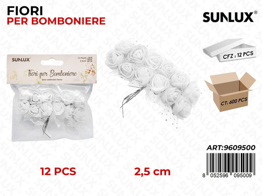 Sunlux Fiori Bomboniere Bianco 12PCS 2.5CM
