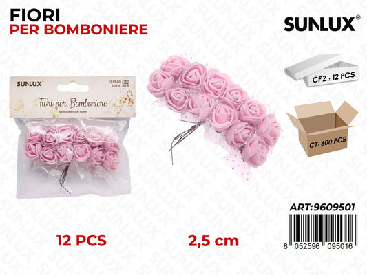 Sunlux Fiori Bomboniere Rosa 12PCS 2.5CM / Pz da 12