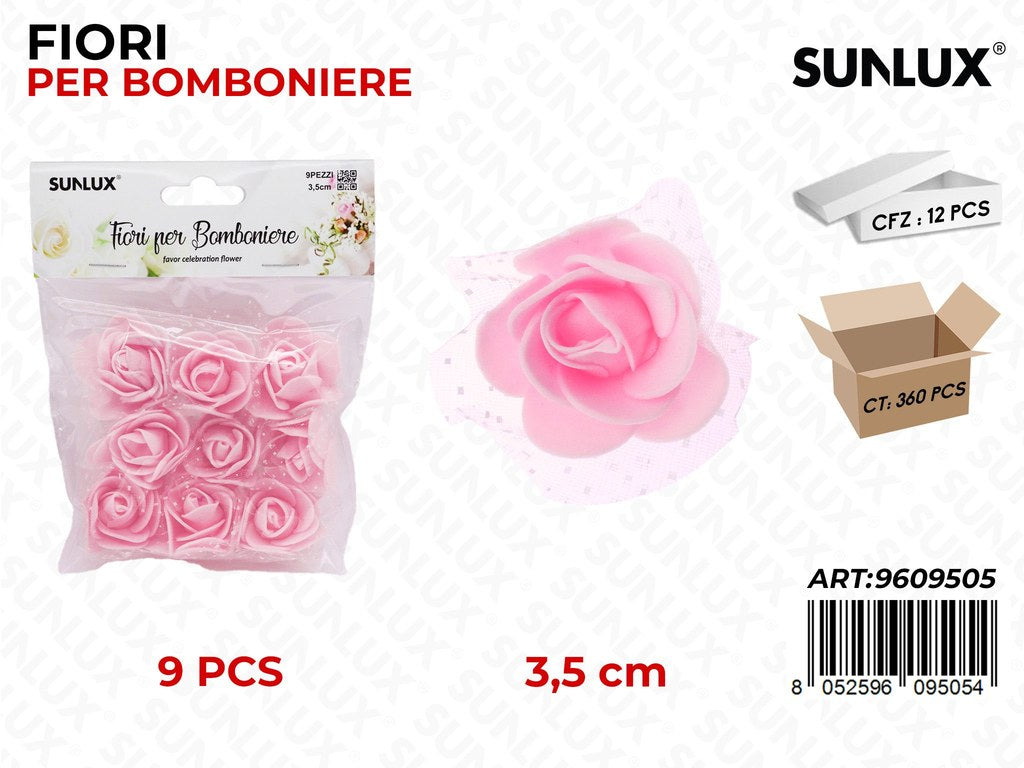 Sunlux Fiori Bomboniere Rosa 9PCS 3.5CM
