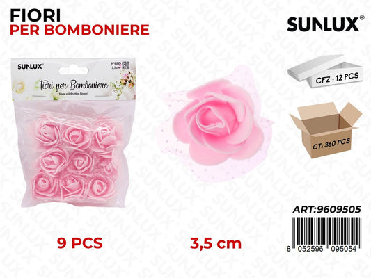 Sunlux Fiori Bomboniere Rosa 9PCS 3.5CM