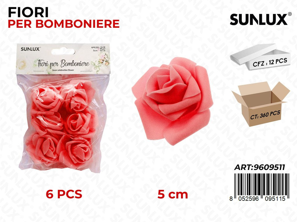 Sunlux Fiori Bomboniere Rosso 6PCS 5CM
