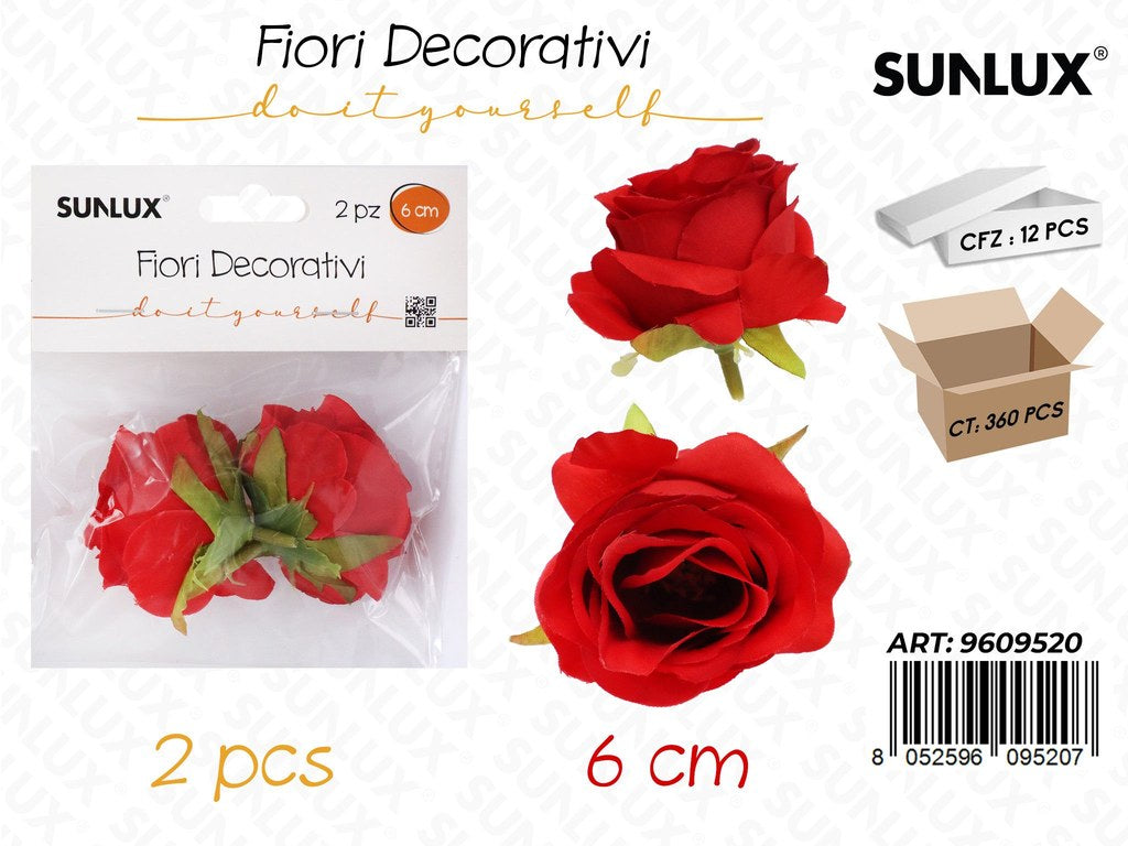 Sunlux Fiori Decorativi Rosso 2PCS 6CM