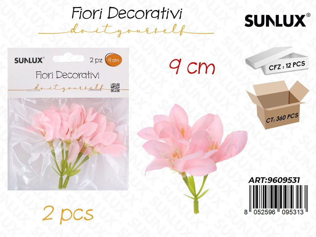 Sunlux Fiori Decorativi Rosa 2PCS 9CM