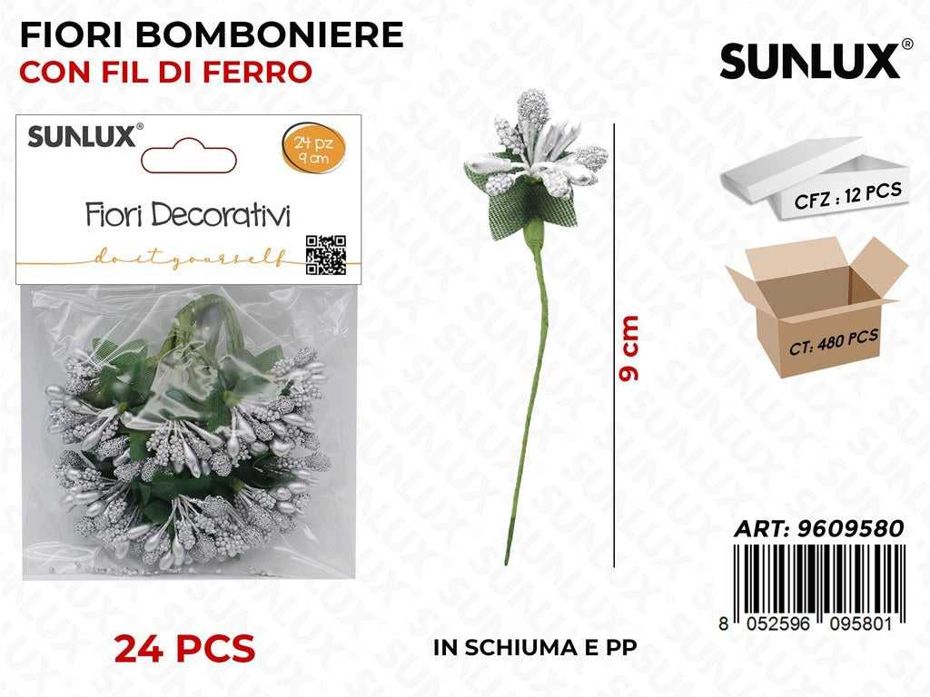 Sunlux Fiori Bomb. c/ Fil di Ferro 24PCS 9CM