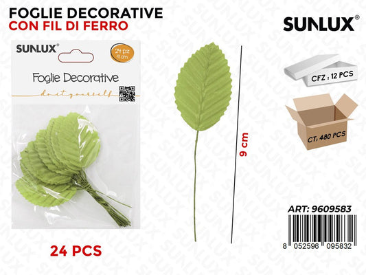 Sunlux Foglie Dec. c/ Ferro Verde C. 24PCS 9CM