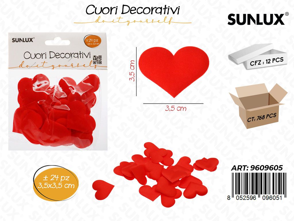 Sunlux Cuori Dec. Rosso 24PCS 3.5*3.5CM