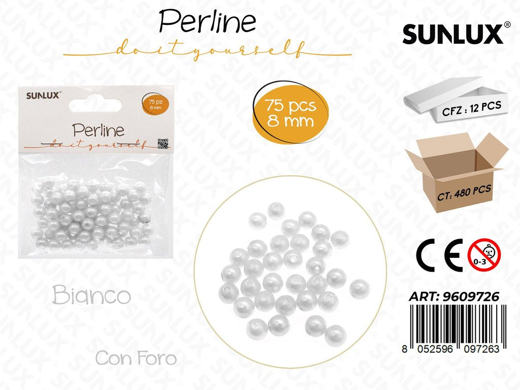 Sunlux Perline Bia. c/ Foro 75PCS 8MM