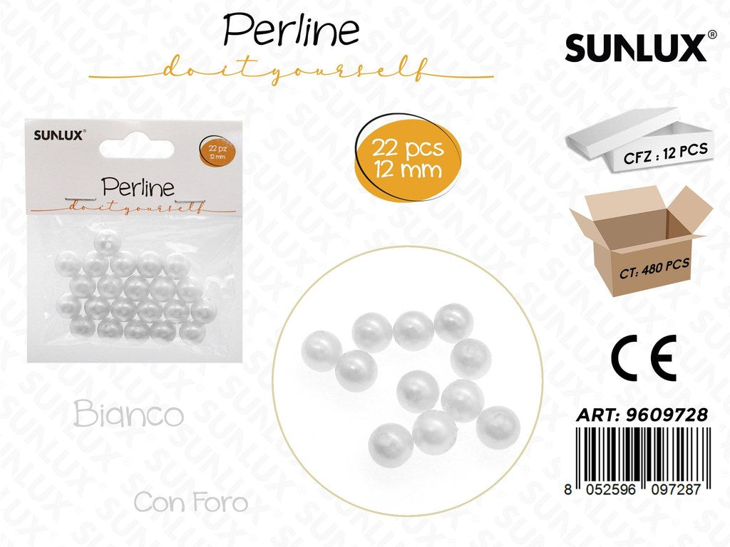 Sunlux Perline Bia. c/ Foro 22PCS 12MM