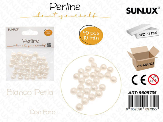 Sunlux Perline Bia. Perla c/ Foro 40PCS 10MM