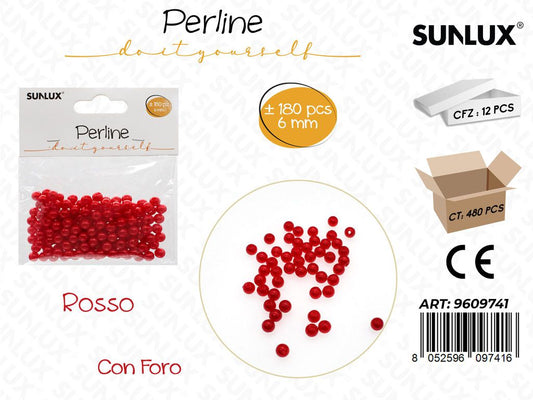 Sunlux Perline Rosso c/ Foro 180PCS 6MM