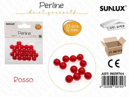 Sunlux Perline Rosso c/ Foro 22PCS 12MM