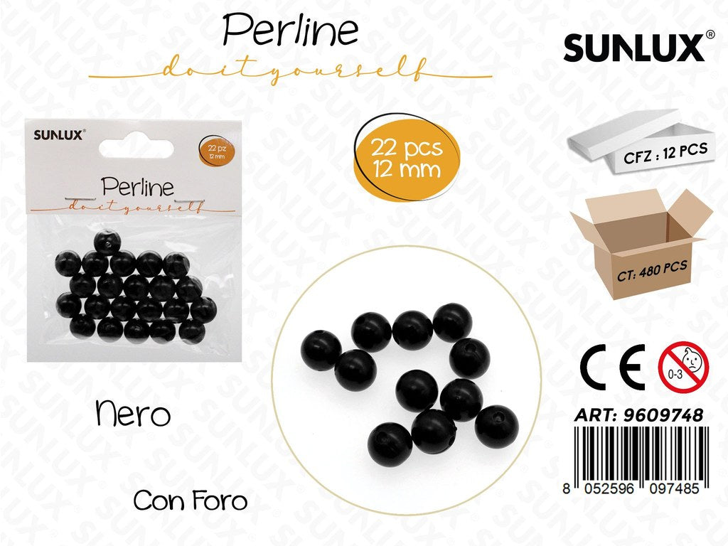Sunlux Perline c/ Foro Nero 22PCS 12MM