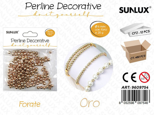 Perline Dec. Forate Oro D.6MM 20G