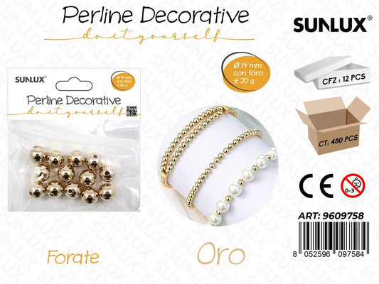 Sunlux Perline Dec. Forate Oro D.14MM 20G