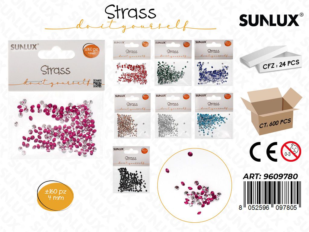 Sunlux Strass Col. Ass. 160PCS 4MM