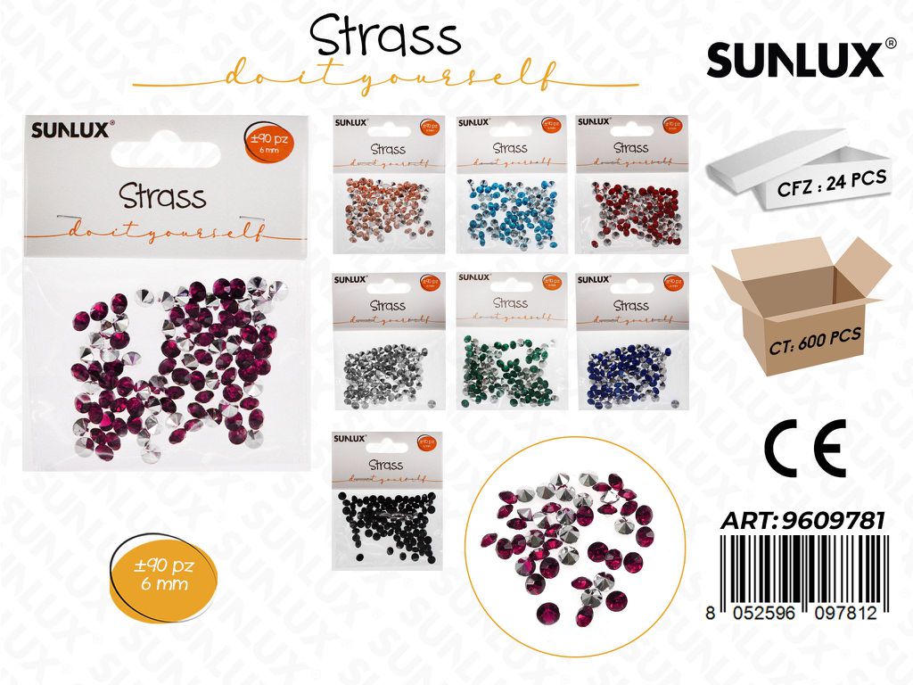 Sunlux Strass Col. Ass. 90PCS 6MM