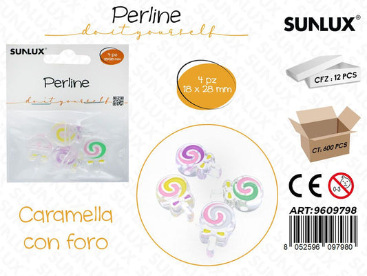 Sunlux Perline Forate Caramella Irid. 4PCS 18*28MM