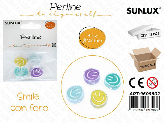 Sunlux Perline Forate Smile 4PCS D.22MM